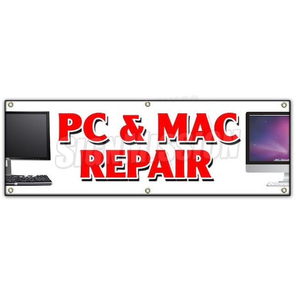 PC & MAC REPAIR BANNER SIGN computers laptop smartphone netbooks PCs